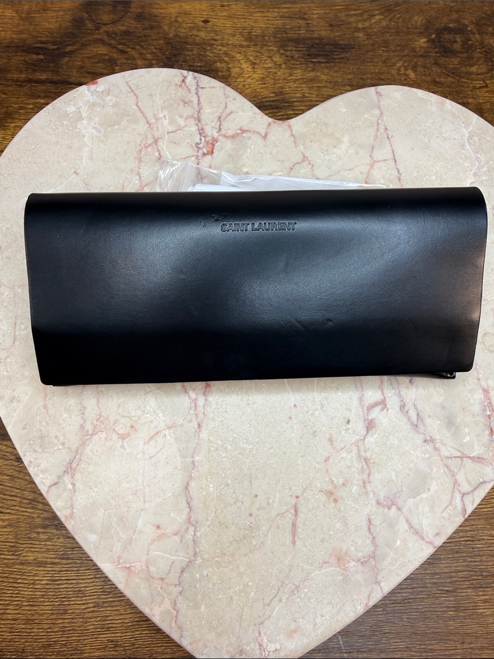 Saint Laurent Black Leather Sunglasses Case
